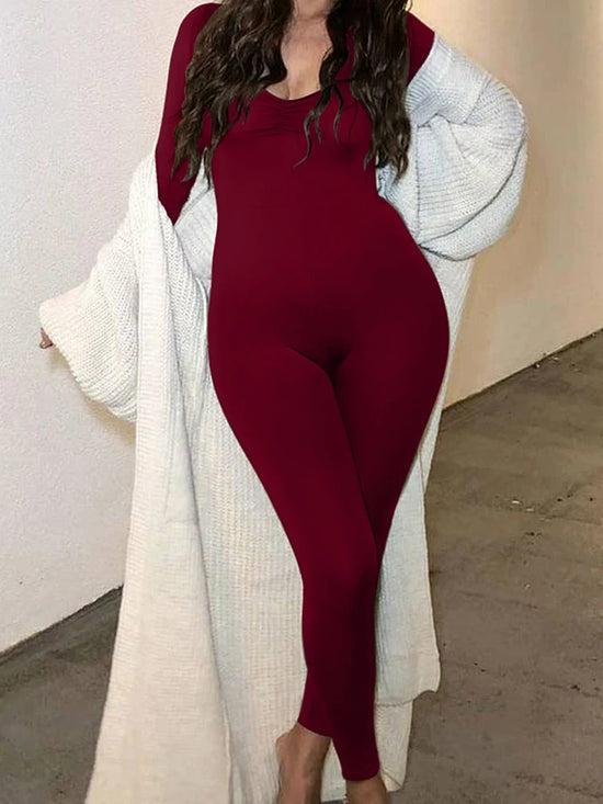 Women Sexy Seamless Jumpsuits. Workout Outfits.  Solid Color Ribbed Long Sleeve Rompers. Sport Breathable Fashion Gym Jumpsuit.