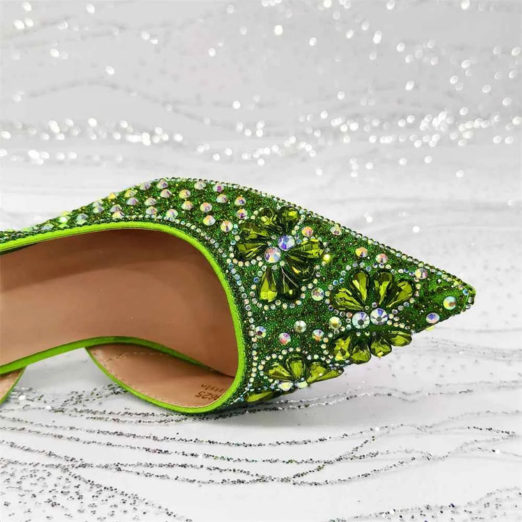 Women’s Purple High Heel Party Shoes and Rhinestone Handbag Set - Italian Design Wedding Style