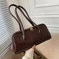 Classic Leather Handbag. Retro Simple Shoulder Underarm Bag. Elegant Stylish Baguette Tote Bag.