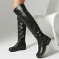 2025 Ladies Thigh High Footwear Round Toe Thick Heels 3cm Big Size 49 50 51 Casual Winter Knee High Bota