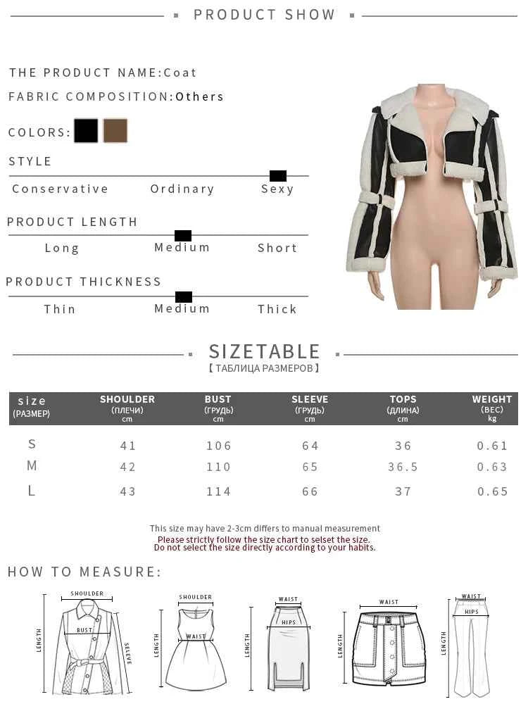 Weird Puss Furry Patchwork Women Crop Jacket Hipster Full Sleeve Open Stitch Hipster Streetwear Warm Outwear Basic Wild Coat