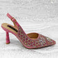 Women’s Purple High Heel Party Shoes and Rhinestone Handbag Set - Italian Design Wedding Style