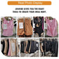 Collage of clothing items on hangers with text about creating an ideal body. Collections 