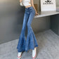 Flare Jeans Women Pant Fringed Tassels Split Slim Jeans Ladies Stretchy Pants High Waist Denim Pants s1140