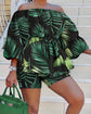 Plus size Two Piece Set Women Off Shoulder Printed Short Sets Top Pants Sweet Suit Summer Wholesale Dropshipping L-3XL.
