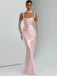 Satin Backless Sexy Maxi Dress Women. Elegant Halter Off-shoulder Sleeveless Dress. Lace-up Bodycon Club Party Long Dresse.