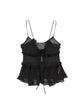 Women Fashion With Ruffled Front Tied Semi-sheer Tank Tops Sexy Backless Thin Straps Female.