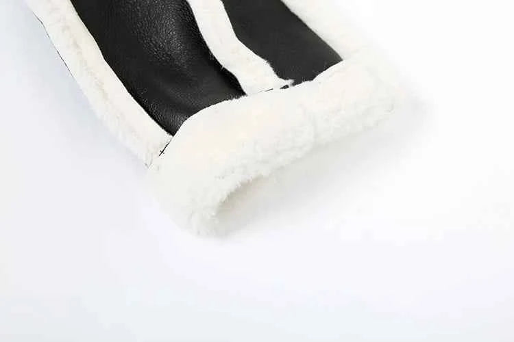 Weird Puss Furry Patchwork Women Crop Jacket Hipster Full Sleeve Open Stitch Hipster Streetwear Warm Outwear Basic Wild Coat