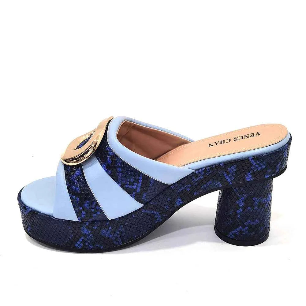 Italian Designed Snake Pattern Color Matching Platform Thick Soled Women&