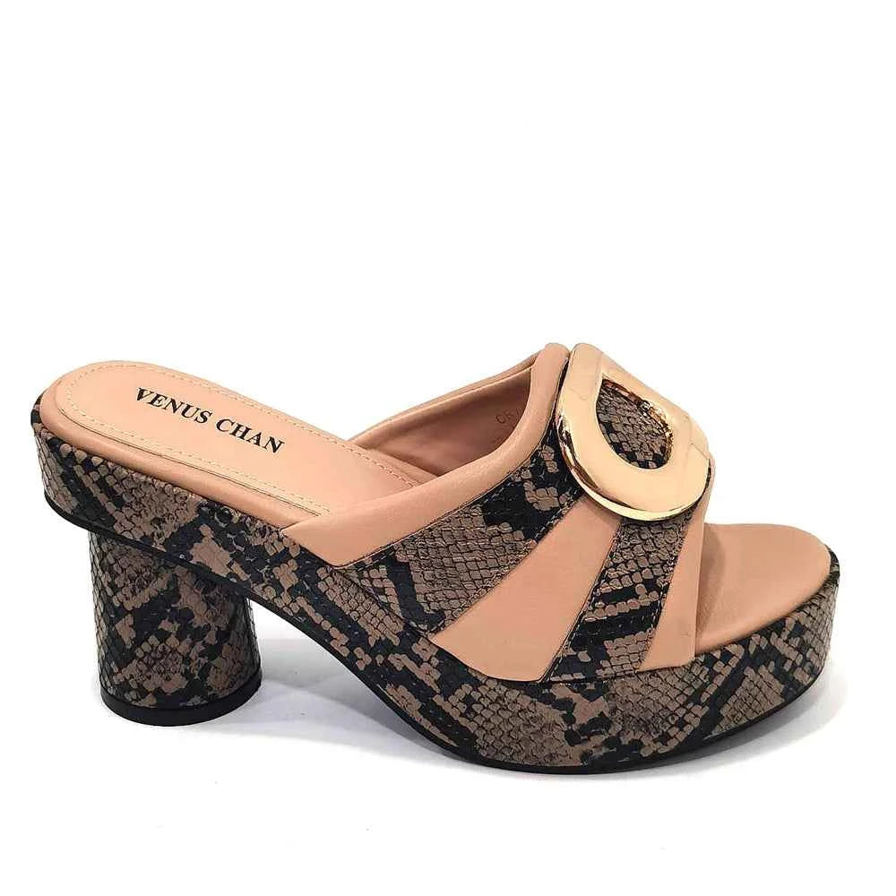 Italian Designed Snake Pattern Color Matching Platform Thick Soled Women&