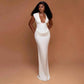 Sexy Ruched Bodycon Maxi Dress Women Solid Sleeveless V-Neck Slim Long Dresses Female Party Evening Clubwaer Evening 2026