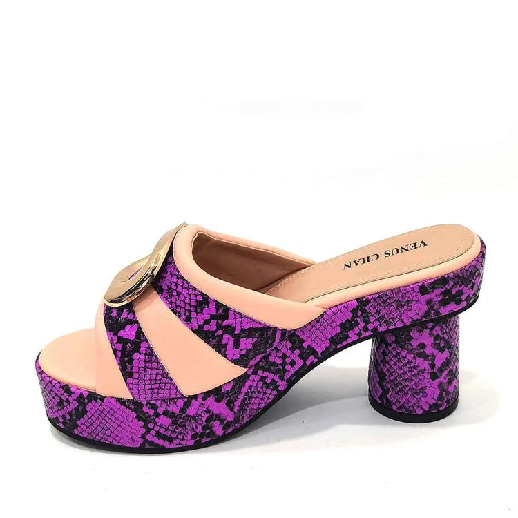 Italian Designed Snake Pattern Color Matching Platform Thick Soled Women&