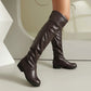 2025 Ladies Thigh High Footwear Round Toe Thick Heels 3cm Big Size 49 50 51 Casual Winter Knee High Bota