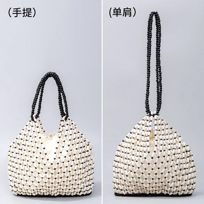 Hand Woven Handbag. New Retro Versatile Summer Vacation Handheld Bag. Women&
