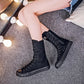 Canvas Long Boots for Women. High Top Women Canvas Shoes. Lace Up Knee High Boots. Flats Casual Vulcanized Shoes Sneakers Girls.