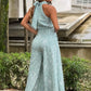 2025 Summer Elegant Women Chic Printed Jumpsuit New Fashion Halter Neck Leace-up Office Lady Commuting High Waist Wide Leg Pants