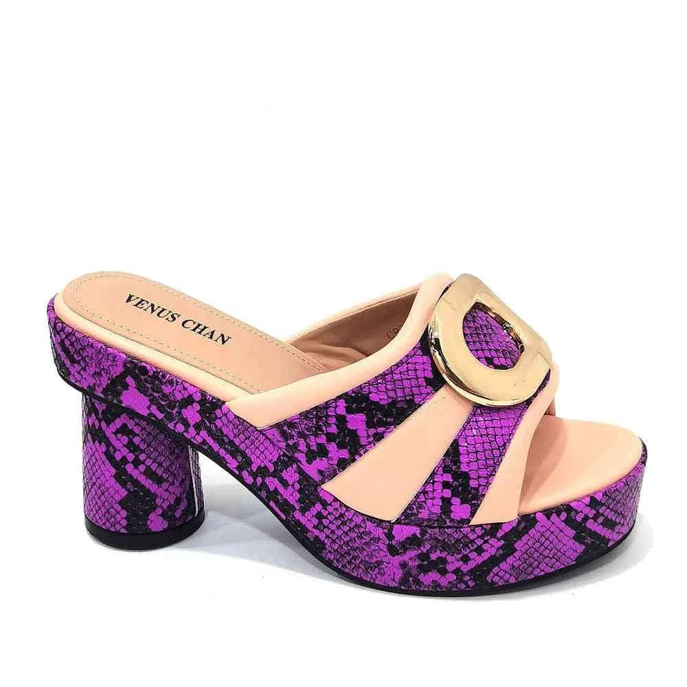 Italian Designed Snake Pattern Color Matching Platform Thick Soled Women&