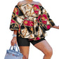Plus size Two Piece Set Women Off Shoulder Printed Short Sets Top Pants Sweet Suit Summer Wholesale Dropshipping L-3XL.