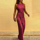 Women Jumpsuits Sexy Backless Sequins. Elegant O Neck Sleeveless Lace Up Casual Rompers. Glitter Party Clubwear Costume for Female.