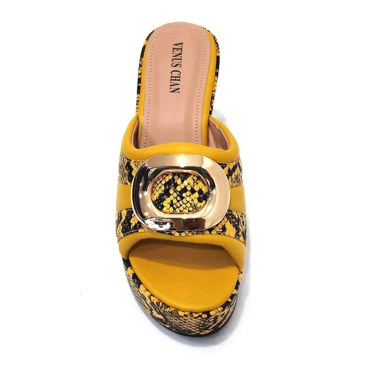 Italian Designed Snake Pattern Color Matching Platform Thick Soled Women&