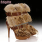 Retro Faux Fur Ankle Boots.  Pointed Toe Buckle Straps Slip-on Thin High Heels Boots 2025 Autumn New Women Fashion Modern Shoes.