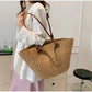 Perfect Vacation Storage Bag. Large capacity Straw Woven Tote Bag. Women Summer Beach Bag. Casual French Style Underarm Shoulder Bag.