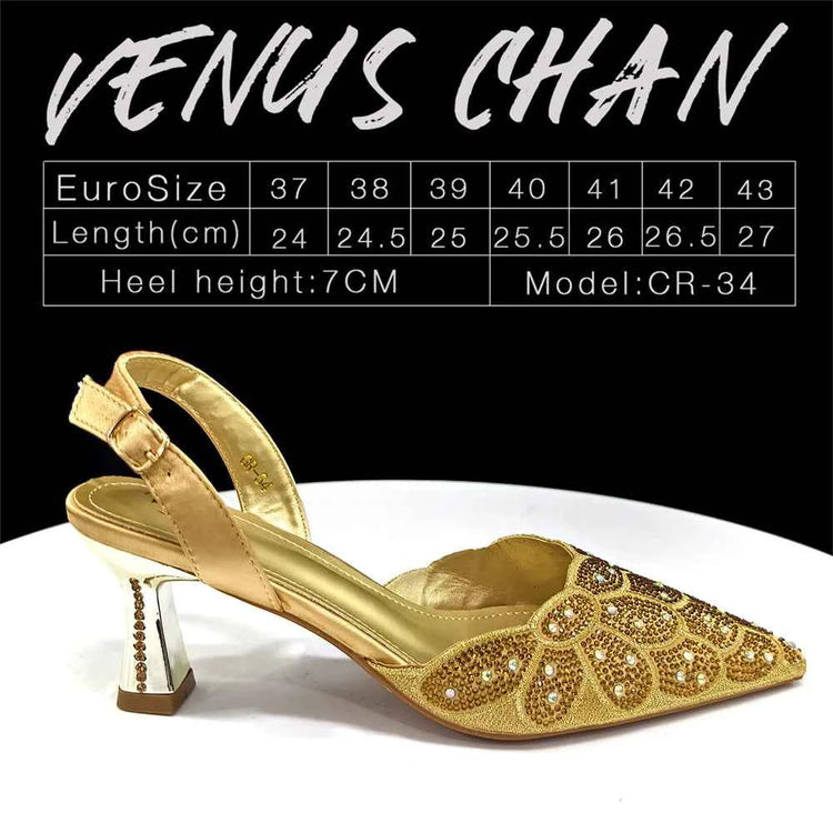 Italian shoes and handbags accessory set with rhinestone. Metal embellishments Wedding shoes.  Bridal shoes Designer.