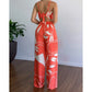 Summer Women Tropical Print Spaghetti Strap Two Piece. Casual Lace up Back Top & High Waist Pants Set 2 Pieces Suit Sets Woman Clothing.