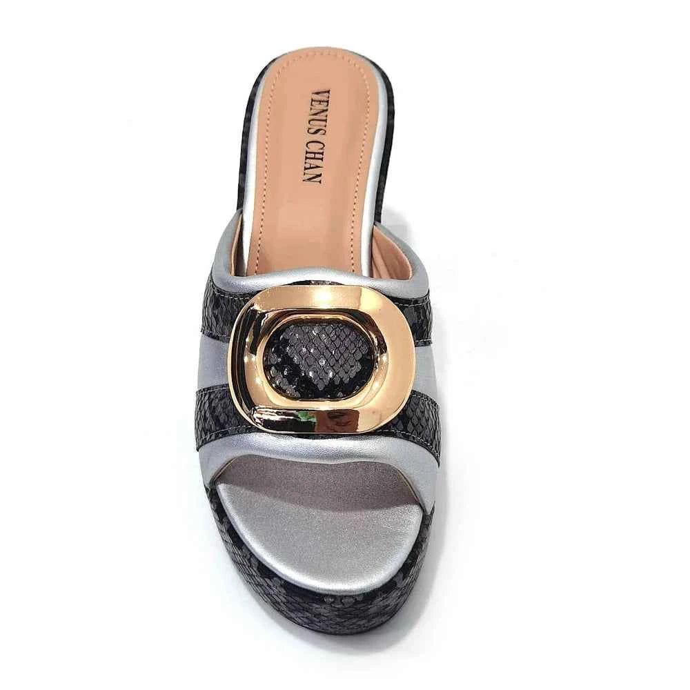 Italian Designed Snake Pattern Color Matching Platform Thick Soled Women&