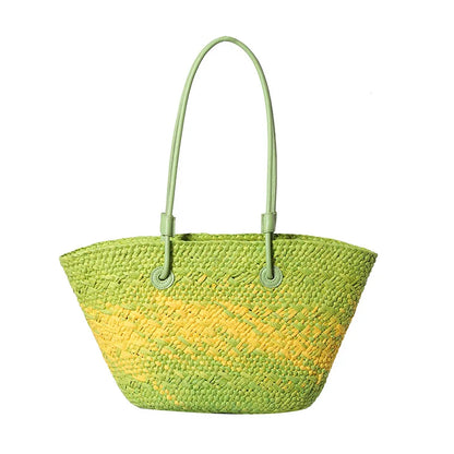 Colorful Straw Woven Beach Bag. Large Capacity Underarm Basket Bag.  Seaside Holiday Woven Bag. Spacious Women Shopper Tote Handbag.