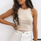 Tank Tops Sexy Crop Vest. Solid Female Off Shoulder Knitted Khaki White Summer Women Tops.