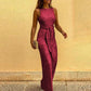 Women Jumpsuits Sexy Backless Sequins. Elegant O Neck Sleeveless Lace Up Casual Rompers. Glitter Party Clubwear Costume for Female.