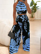 Sexy Halter Backless Vest and Long Pants 2 Piece Set Summer Vacation Beach Ladies Set Casual Loose High Waist Wide Leg Pants Set