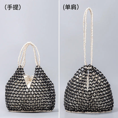 Hand Woven Handbag. New Retro Versatile Summer Vacation Handheld Bag. Women&