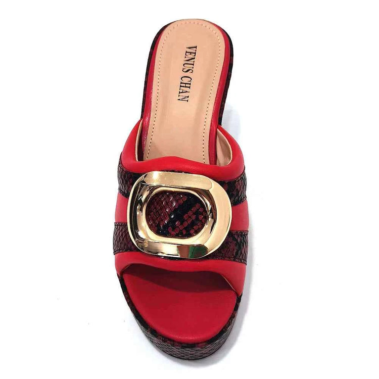 Italian Designed Snake Pattern Color Matching Platform Thick Soled Women&