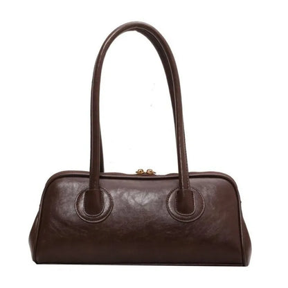 Classic Leather Handbag. Retro Simple Shoulder Underarm Bag. Elegant Stylish Baguette Tote Bag.