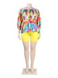Plus size Two Piece Set Women Off Shoulder Printed Short Sets Top Pants Sweet Suit Summer Wholesale Dropshipping L-3XL.