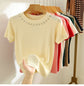 Knitted T-shirt Women Top. Solid Tank Y2K Summer New Fashion Female Sleeveless Beading Casual Thin Tops