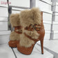 Retro Faux Fur Ankle Boots.  Pointed Toe Buckle Straps Slip-on Thin High Heels Boots 2025 Autumn New Women Fashion Modern Shoes.