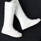 Canvas Long Boots for Women. High Top Women Canvas Shoes. Lace Up Knee High Boots. Flats Casual Vulcanized Shoes Sneakers Girls.
