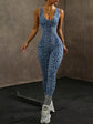 Sexy Leopard Print Sports Jumpsuits for Women V-neck Backless Yoga Bodysuit Female Sleeveless Tight Gym Running Fitness Overalls
