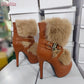 Retro Faux Fur Ankle Boots.  Pointed Toe Buckle Straps Slip-on Thin High Heels Boots 2025 Autumn New Women Fashion Modern Shoes.