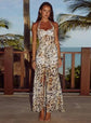 Printed Halter Split Backless Party Sexy Dress. Elegant Spaghetti Strap Long Dress Women  Summer Dress
