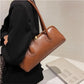 Classic Leather Handbag. Retro Simple Shoulder Underarm Bag. Elegant Stylish Baguette Tote Bag.