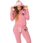 Fashion Women Hooded Jacket Tracksuit Casual Zipper Hoodies and Trousers Sports Wear Two Piece Suits