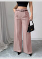 High Waist Solid Pants For Women. Casual Belt Wide-leg Trousers.Ladies With Pockets Office Wear Pants.
