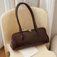 Classic Leather Handbag. Retro Simple Shoulder Underarm Bag. Elegant Stylish Baguette Tote Bag.