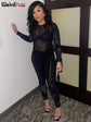 Weird Puss See Through Women Jumpsuits Long Sleeve Hollow Out Hot Girls Sexy Nightclub Dance Party Body-Shaping Coquette Outfits