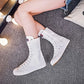Canvas Long Boots for Women. High Top Women Canvas Shoes. Lace Up Knee High Boots. Flats Casual Vulcanized Shoes Sneakers Girls.