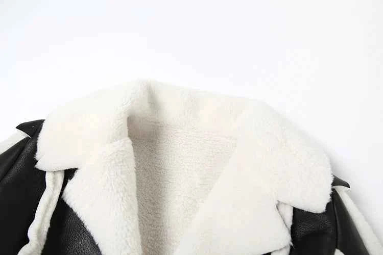 Weird Puss Furry Patchwork Women Crop Jacket Hipster Full Sleeve Open Stitch Hipster Streetwear Warm Outwear Basic Wild Coat